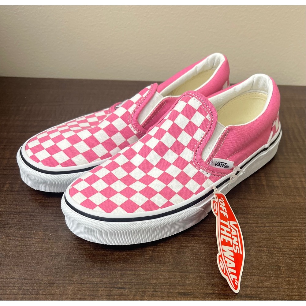 Vans Kids Size 3.0 Classic Slip-On Pink Checkerboard Canvas Sneakers NWT